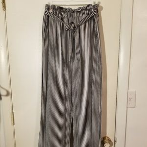 Pinstripe paper bag pants